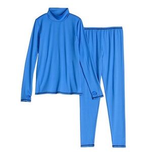 Cuddl Duds Girls Comfortech Poly 2-Piece Mock Neck Base Layer Set - XS